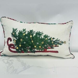 Holiday Decorative Pillow Sled Christmas Seasonal Decor Sofa Couch New